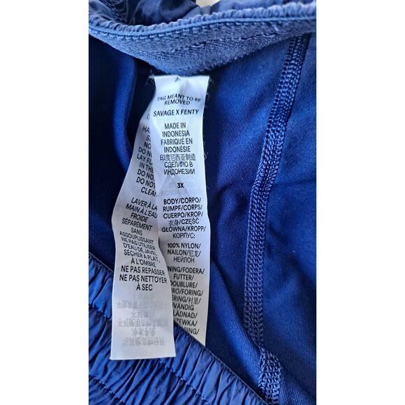 Savage X Fenty Womens Track Shorts 3XL Blue Drawcord Waistband Yellow Lace Trim - Picture 7 of 10
